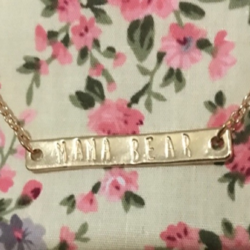 WILA 20-22" Gold Mama Bear Handstamped Necklace